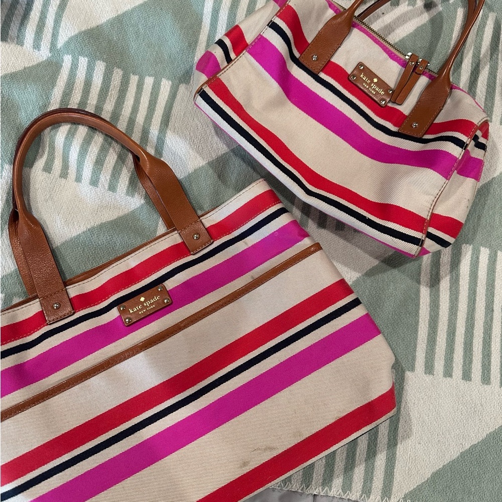 Kate Spade York Kaleigh Oak Island Stripe Tote & Bag set